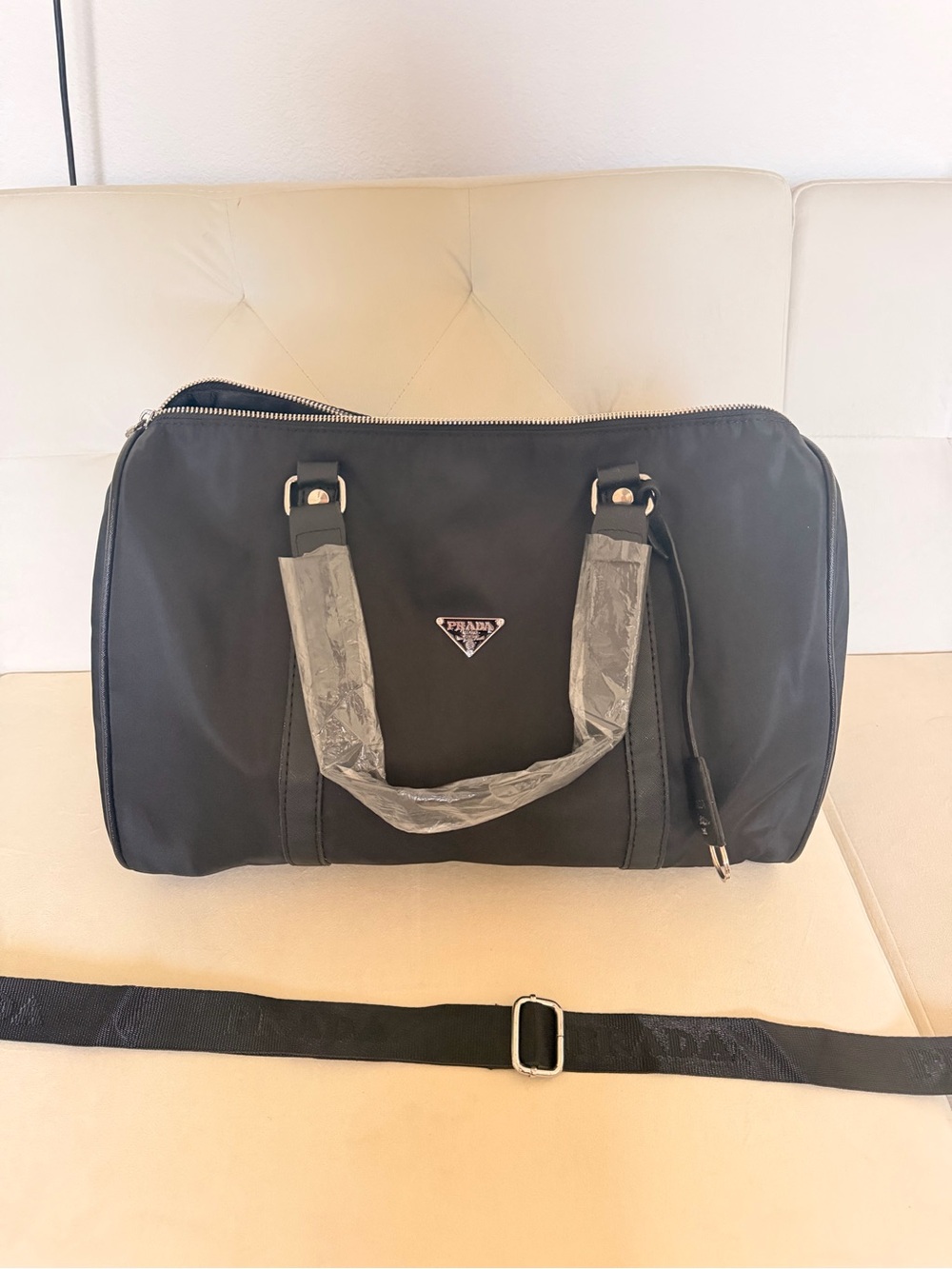 Prada Black Nylon Duffel Bag with Detachable Strap